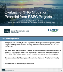Evaluating GHG Mitigation Potential from ESPC Projects